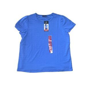 NWT RAFAELLA Amparo Blue Short Sleeve Blouse Size XL